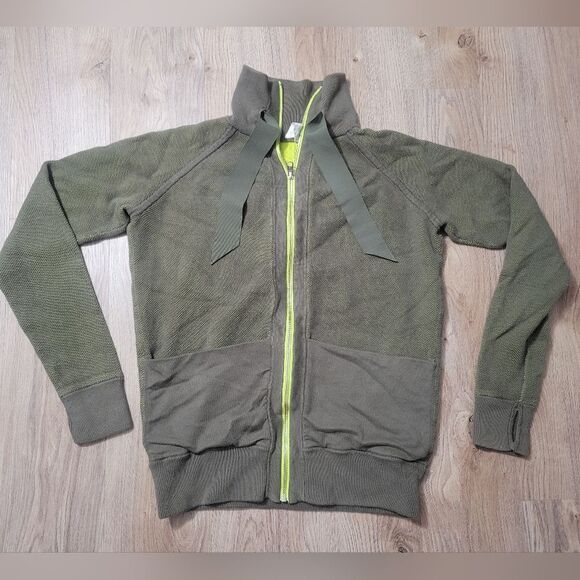 Lululemon Post Savasana Reversible Jacket sweater full zip lime green size 10 - Picture 1 of 10
